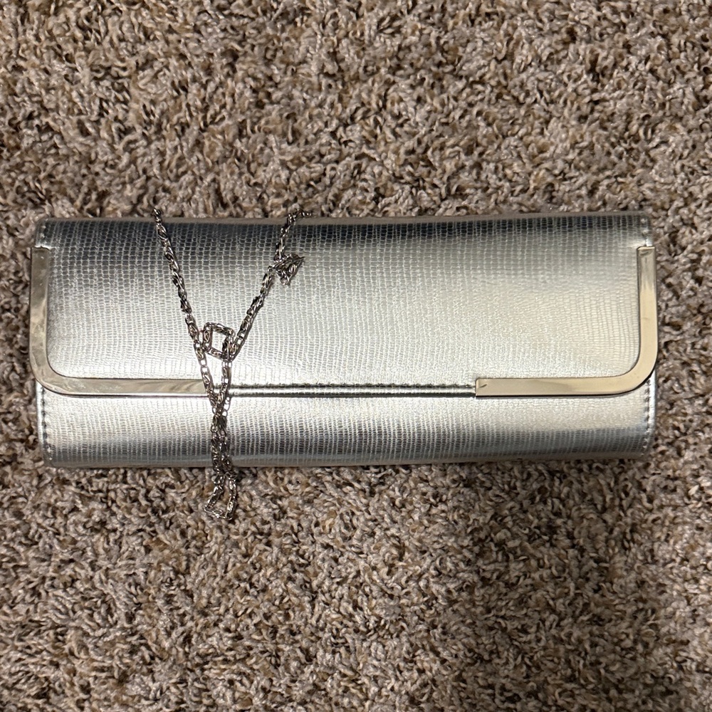 Aldo Metallic Silver Clutch